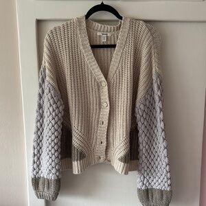 Splendid Cream and Gray Knit Cardigan